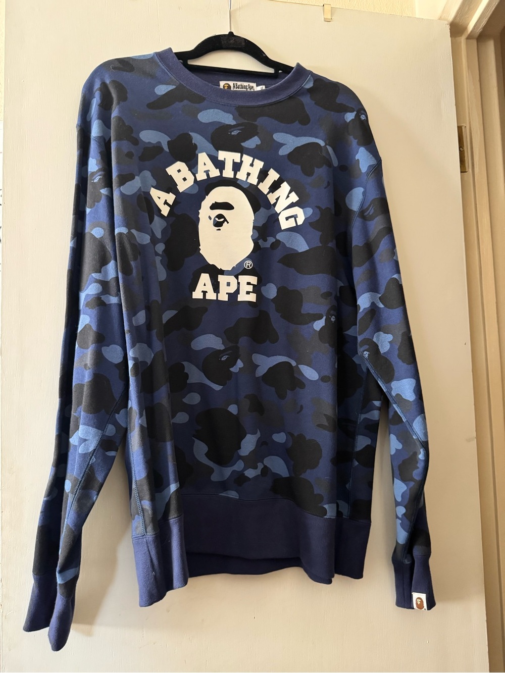 A Bathing Ape Blue Camo Crewneck Sweatshirt